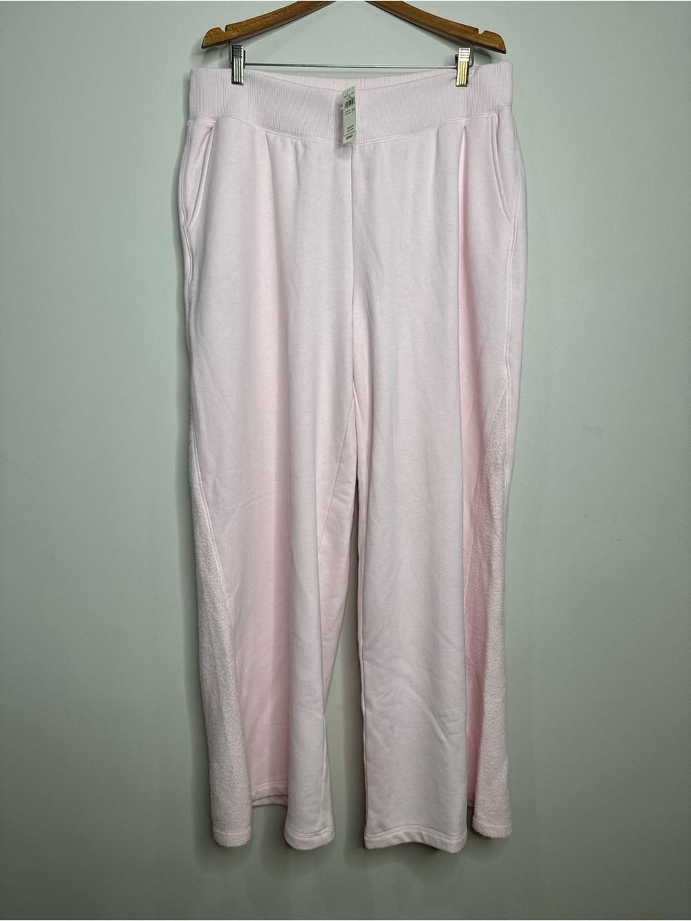 NWT Aerie Pastel Baby Pink Ultra Wide Leg Paneled Pull-on Sweatpants XL Tall